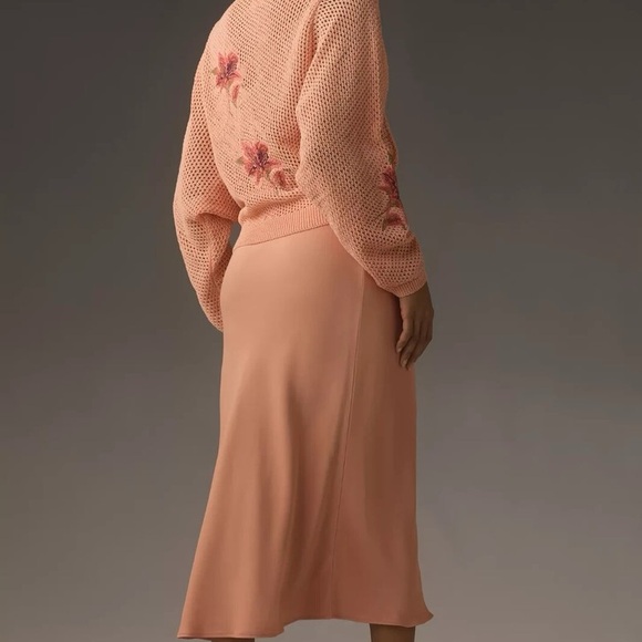 Pilcro x Anthropologie Floral Peach Open-Knit Sweater - Picture 4 of 11